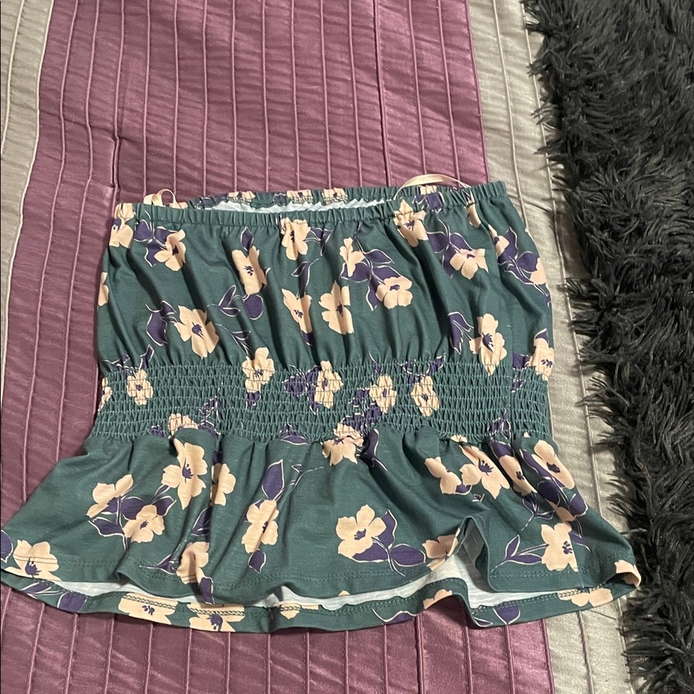 Floral Green Tube Top - Picture 4 of 4